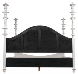 Noir Ferret Bed: Luxurious Hand-Carved Mahogany Design for Timeless Elegance and Lasting Comfort White Wash Eastern King GBED109EKWH