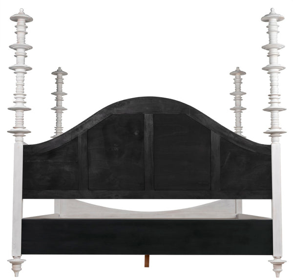 Noir Ferret Bed: Luxurious Hand-Carved Mahogany Design for Timeless Elegance and Lasting Comfort White Wash Eastern King GBED109EKWH