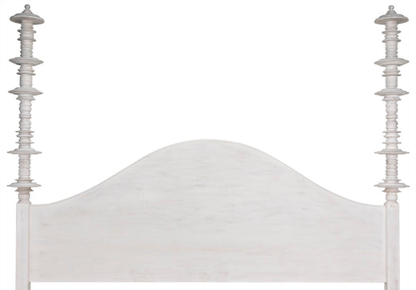 Noir Ferret Bed: Luxurious Hand-Carved Mahogany Design for Timeless Elegance and Lasting Comfort White Wash Eastern King GBED109EKWH