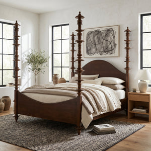 Ferret Solid Mahogany Four Poster Bed Handcrafted Artisan Finish Elegant Bedroom Furniture