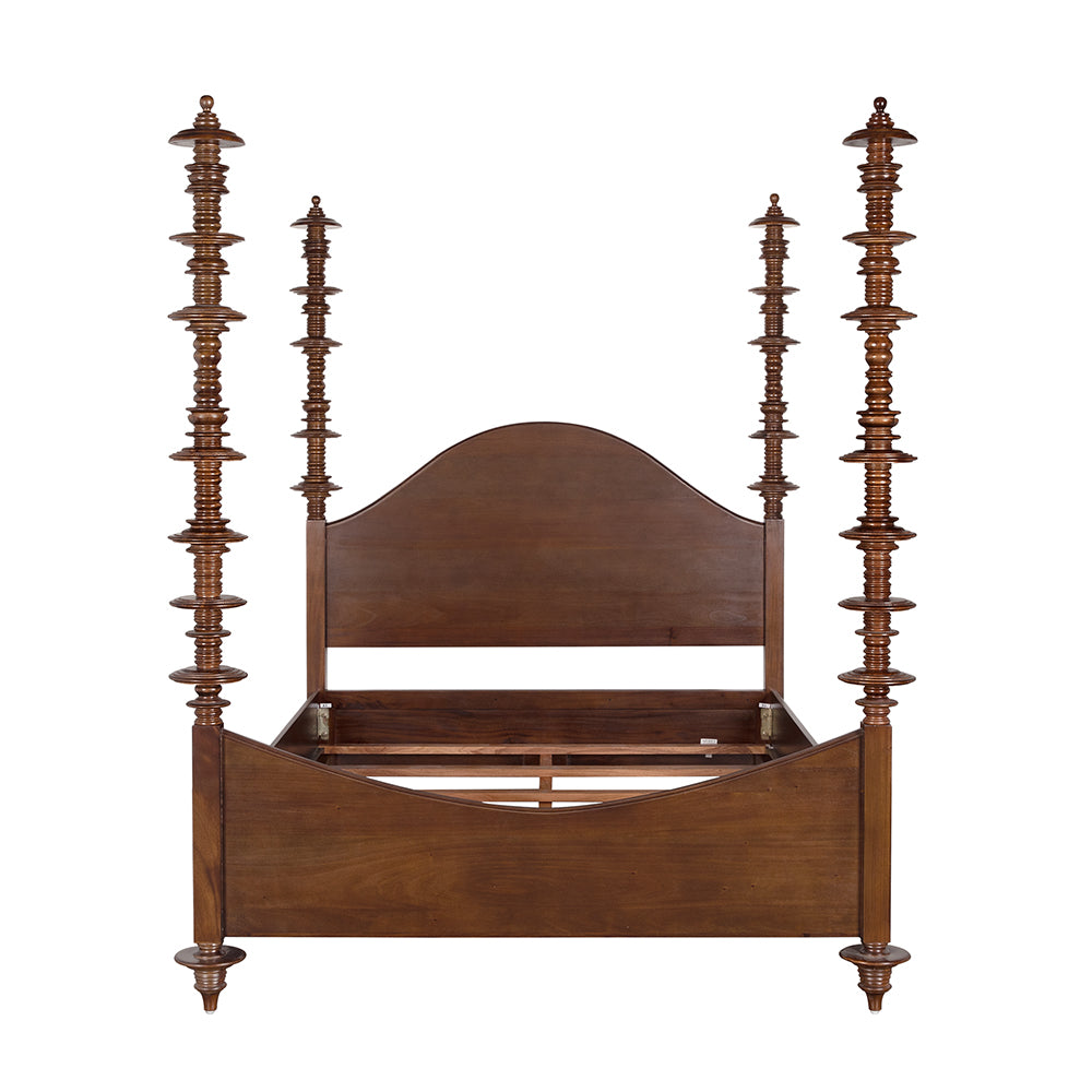 Noir Ferret Solid Mahogany Four Poster Bed Handcrafted Artisan Finish Elegant Bedroom Furniture Queen GBED109QHBR