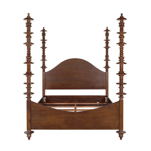 Noir Ferret Solid Mahogany Four Poster Bed Handcrafted Artisan Finish Elegant Bedroom Furniture Queen GBED109QHBR