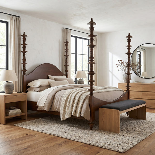 Ferret Solid Mahogany Four Poster Bed Handcrafted Artisan Finish Elegant Bedroom Furniture