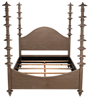 Noir Ferret Bed: Luxurious Hand-Carved Mahogany Design for Timeless Elegance and Lasting Comfort Weathered Queen GBED109QWEA