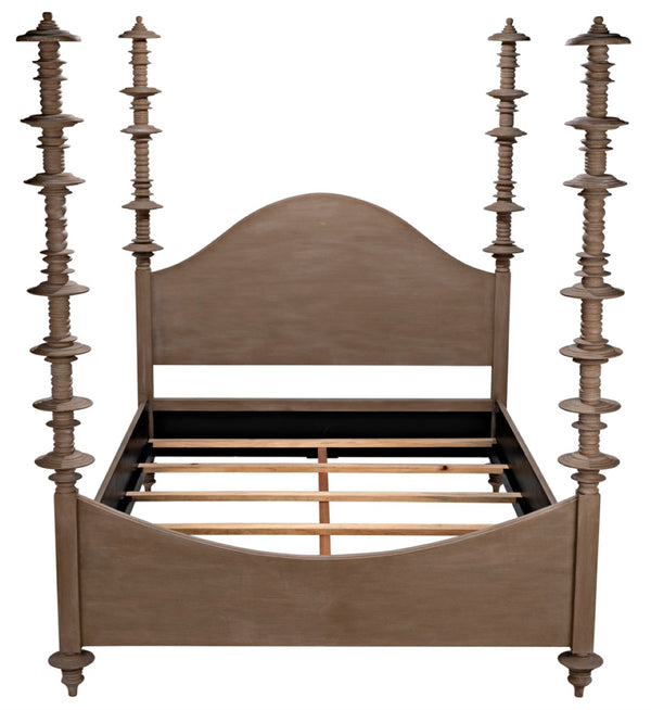 Noir Ferret Bed: Luxurious Hand-Carved Mahogany Design for Timeless Elegance and Lasting Comfort Weathered Queen GBED109QWEA