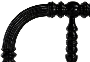 Noir Bachelor Bed, Eastern King - Artisan Hand-Carved Black Mahogany Frame for Timeless Elegance GBED112EKHB