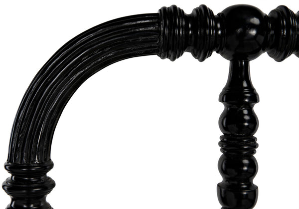 Noir Bachelor Bed, Eastern King - Artisan Hand-Carved Black Mahogany Frame for Timeless Elegance GBED112EKHB