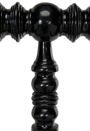 Noir Bachelor Bed, Eastern King - Artisan Hand-Carved Black Mahogany Frame for Timeless Elegance GBED112EKHB