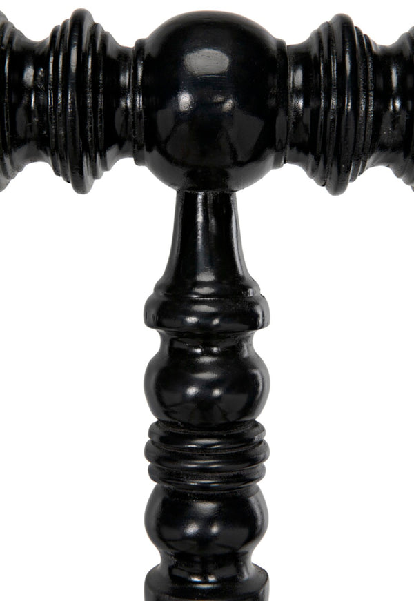 Noir Bachelor Bed, Eastern King - Artisan Hand-Carved Black Mahogany Frame for Timeless Elegance GBED112EKHB