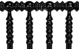 Noir Bachelor Bed, Eastern King - Artisan Hand-Carved Black Mahogany Frame for Timeless Elegance GBED112EKHB