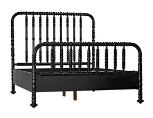 Noir Bachelor Bed, Queen Size - Hand-Carved Mahogany Frame with Luxurious Hand-Rubbed Black Finish GBED112QHB
