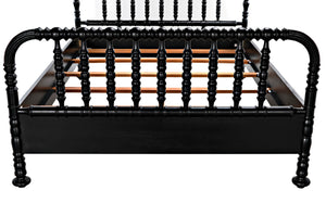 Noir Bachelor Bed, Queen Size - Hand-Carved Mahogany Frame with Luxurious Hand-Rubbed Black Finish GBED112QHB