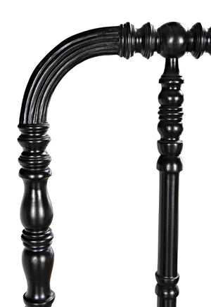 Noir Bachelor Bed, Queen Size - Hand-Carved Mahogany Frame with Luxurious Hand-Rubbed Black Finish GBED112QHB