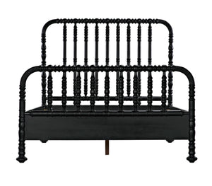 Noir Bachelor Bed, Queen Size - Hand-Carved Mahogany Frame with Luxurious Hand-Rubbed Black Finish GBED112QHB
