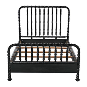 Noir Bachelor Bed, Queen Size - Hand-Carved Mahogany Frame with Luxurious Hand-Rubbed Black Finish GBED112QHB