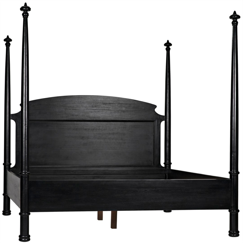 Noir New Douglas Bed: Timeless Mahogany Four-Poster Design with Intricate Carving for Elegant Bedrooms Hand Rubbed Black Eastern King GBED116EKHB-NEW