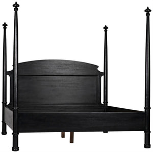 Noir New Douglas Bed: Timeless Mahogany Four-Poster Design with Intricate Carving for Elegant Bedrooms Hand Rubbed Black Eastern King GBED116EKHB-NEW