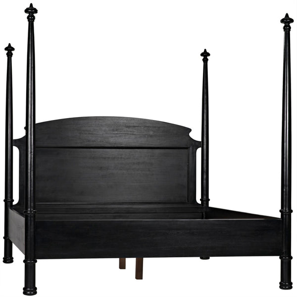 Noir New Douglas Bed: Timeless Mahogany Four-Poster Design with Intricate Carving for Elegant Bedrooms Hand Rubbed Black Eastern King GBED116EKHB-NEW