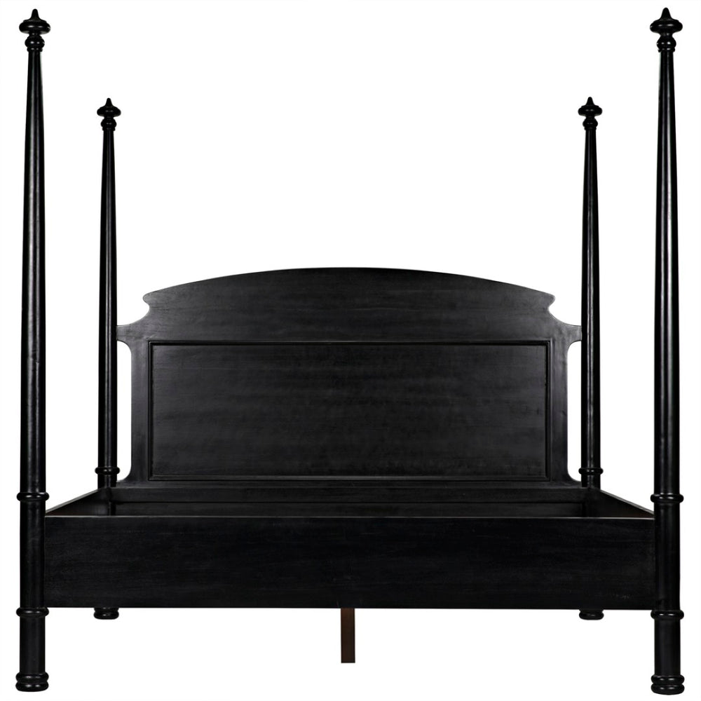 Noir New Douglas Bed: Timeless Mahogany Four-Poster Design with Intricate Carving for Elegant Bedrooms Hand Rubbed Black Eastern King GBED116EKHB-NEW
