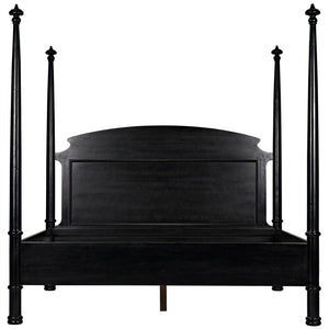 Noir New Douglas Bed: Timeless Mahogany Four-Poster Design with Intricate Carving for Elegant Bedrooms Hand Rubbed Black Eastern King GBED116EKHB-NEW