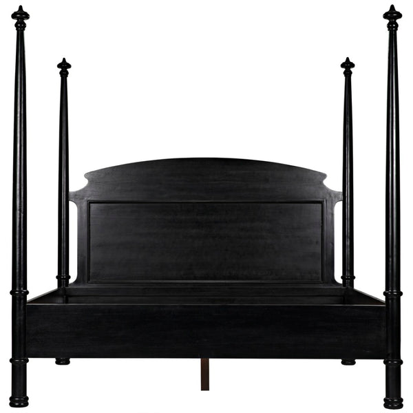 Noir New Douglas Bed: Timeless Mahogany Four-Poster Design with Intricate Carving for Elegant Bedrooms Hand Rubbed Black Eastern King GBED116EKHB-NEW