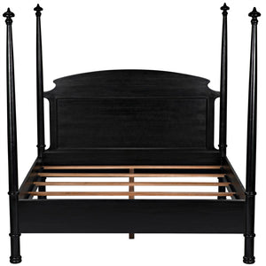 Noir New Douglas Bed: Timeless Mahogany Four-Poster Design with Intricate Carving for Elegant Bedrooms Hand Rubbed Black Eastern King GBED116EKHB-NEW