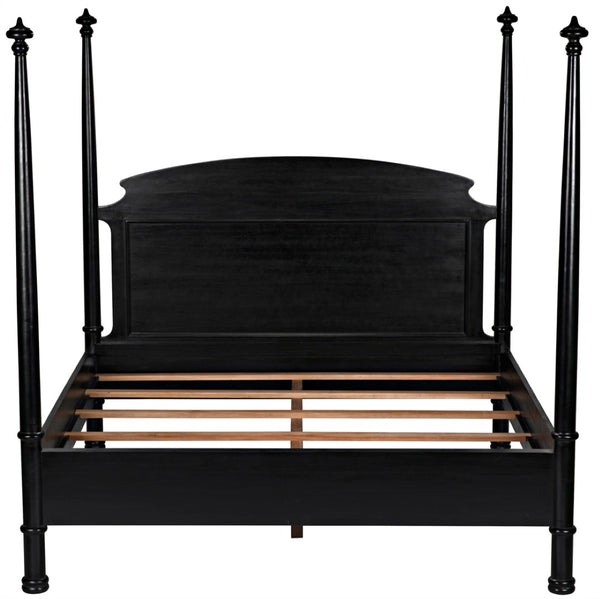Noir New Douglas Bed: Timeless Mahogany Four-Poster Design with Intricate Carving for Elegant Bedrooms Hand Rubbed Black Eastern King GBED116EKHB-NEW