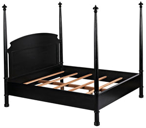 Noir New Douglas Bed: Timeless Mahogany Four-Poster Design with Intricate Carving for Elegant Bedrooms Hand Rubbed Black Eastern King GBED116EKHB-NEW