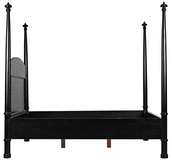 Noir New Douglas Bed: Timeless Mahogany Four-Poster Design with Intricate Carving for Elegant Bedrooms Hand Rubbed Black Eastern King GBED116EKHB-NEW