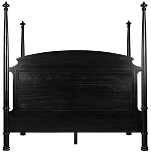 Noir New Douglas Bed: Timeless Mahogany Four-Poster Design with Intricate Carving for Elegant Bedrooms Hand Rubbed Black Eastern King GBED116EKHB-NEW