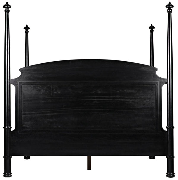 Noir New Douglas Bed: Timeless Mahogany Four-Poster Design with Intricate Carving for Elegant Bedrooms Hand Rubbed Black Eastern King GBED116EKHB-NEW