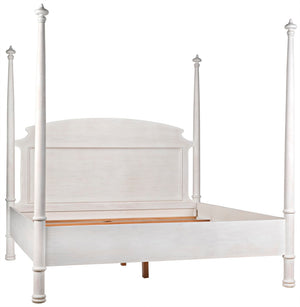 Noir New Douglas Bed: Timeless Mahogany Four-Poster Design with Intricate Carving for Elegant Bedrooms White Wash Eastern King GBED116EKWH-NEW