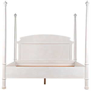 Noir New Douglas Bed: Timeless Mahogany Four-Poster Design with Intricate Carving for Elegant Bedrooms White Wash Eastern King GBED116EKWH-NEW