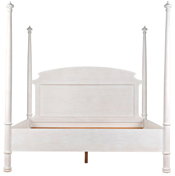 Noir New Douglas Bed: Timeless Mahogany Four-Poster Design with Intricate Carving for Elegant Bedrooms White Wash Eastern King GBED116EKWH-NEW