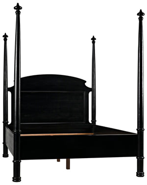 Noir New Douglas Bed: Timeless Mahogany Four-Poster Design with Intricate Carving for Elegant Bedrooms Hand Rubbed Black Queen GBED116QHB-NEW