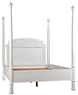 Noir New Douglas Bed: Timeless Mahogany Four-Poster Design with Intricate Carving for Elegant Bedrooms White Wash Queen GBED116QWH-NEW