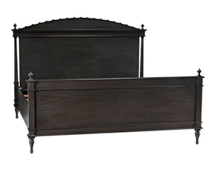 Noir Owen Bed - Hand-Carved Mahogany with Elegant Pale Finish for a Timeless and Refined Bedroom Centerpiece Eastern King GBED123EKP