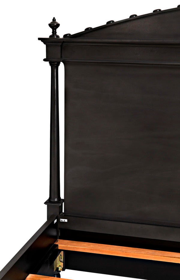 Noir Owen Bed - Hand-Carved Mahogany with Elegant Pale Finish for a Timeless and Refined Bedroom Centerpiece Eastern King GBED123EKP