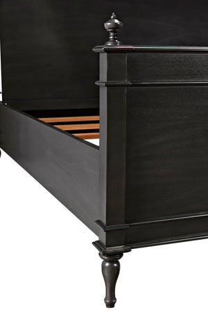 Noir Owen Bed - Hand-Carved Mahogany with Elegant Pale Finish for a Timeless and Refined Bedroom Centerpiece Eastern King GBED123EKP