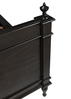 Noir Owen Bed - Hand-Carved Mahogany with Elegant Pale Finish for a Timeless and Refined Bedroom Centerpiece Eastern King GBED123EKP