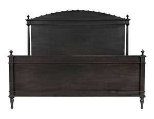 Noir Owen Bed - Hand-Carved Mahogany with Elegant Pale Finish for a Timeless and Refined Bedroom Centerpiece Eastern King GBED123EKP