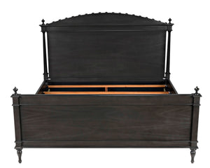 Noir Owen Bed - Hand-Carved Mahogany with Elegant Pale Finish for a Timeless and Refined Bedroom Centerpiece Eastern King GBED123EKP