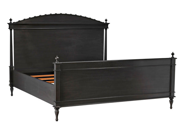 Noir Owen Bed - Hand-Carved Mahogany with Elegant Pale Finish for a Timeless and Refined Bedroom Centerpiece Eastern King GBED123EKP