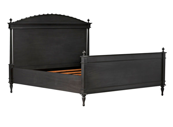 Noir Owen Bed - Hand-Carved Mahogany with Elegant Pale Finish for a Timeless and Refined Bedroom Centerpiece Eastern King GBED123EKP