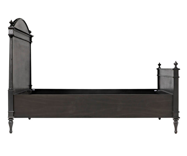 Noir Owen Bed - Hand-Carved Mahogany with Elegant Pale Finish for a Timeless and Refined Bedroom Centerpiece Eastern King GBED123EKP