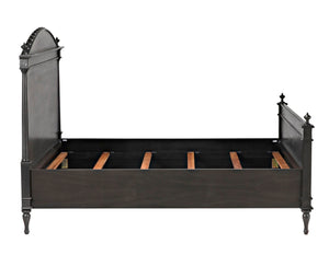 Noir Owen Bed - Hand-Carved Mahogany with Elegant Pale Finish for a Timeless and Refined Bedroom Centerpiece Eastern King GBED123EKP