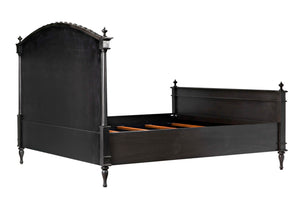 Noir Owen Bed - Hand-Carved Mahogany with Elegant Pale Finish for a Timeless and Refined Bedroom Centerpiece Eastern King GBED123EKP