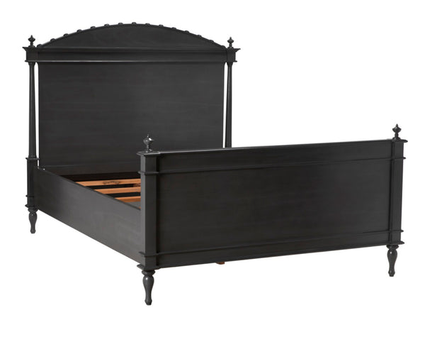 Noir Owen Bed - Hand-Carved Mahogany with Elegant Pale Finish for a Timeless and Refined Bedroom Centerpiece Queen GBED123QP