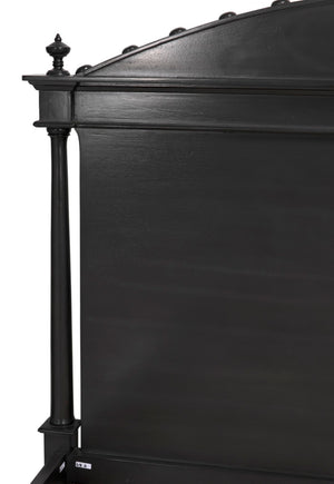 Noir Owen Bed - Hand-Carved Mahogany with Elegant Pale Finish for a Timeless and Refined Bedroom Centerpiece Queen GBED123QP