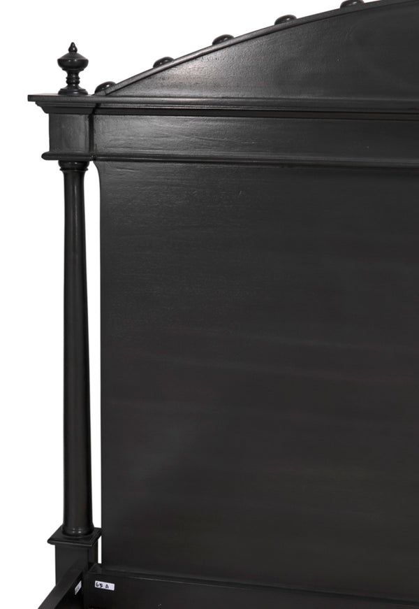 Noir Owen Bed - Hand-Carved Mahogany with Elegant Pale Finish for a Timeless and Refined Bedroom Centerpiece Queen GBED123QP